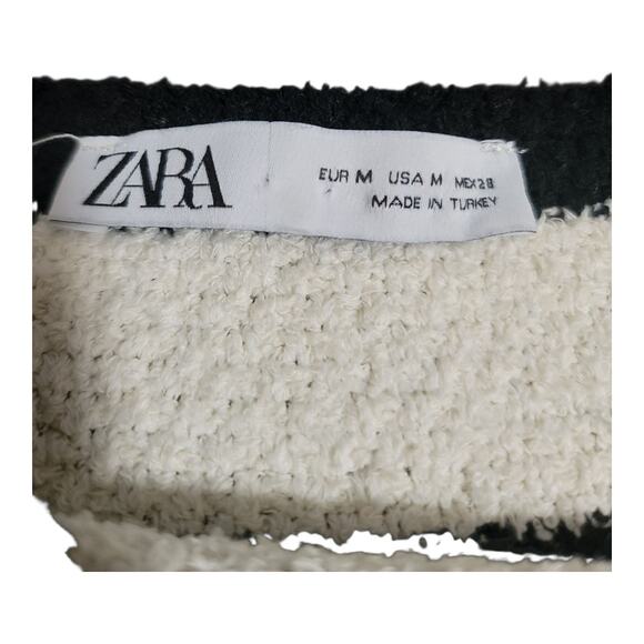 Zara Black and White Short Dress Knitted‎ Sleeveless Square Neck Women's Medium - Picture 5 of 7